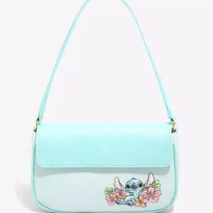 HOT TOPIC Disney Lilo & Stitch Hibiscus Baguette Bag Mint Aqua Tropical Shoulder